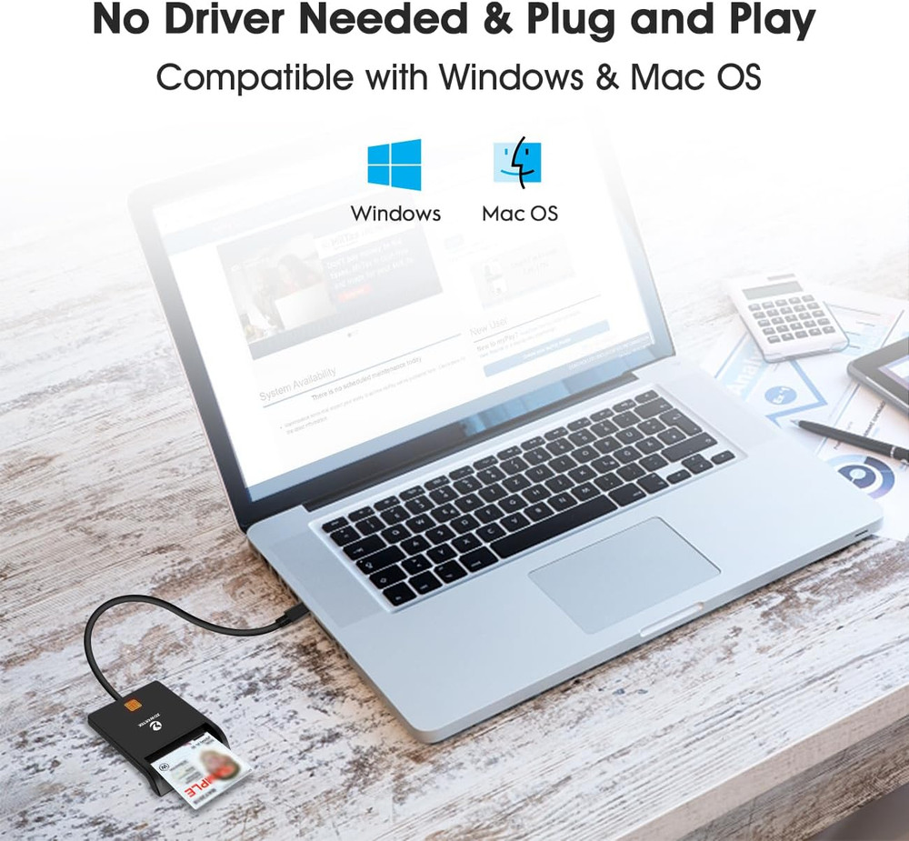 Type C CAC Reader, Smart CAC Card Reader USB C for DOD Military Common Access CA