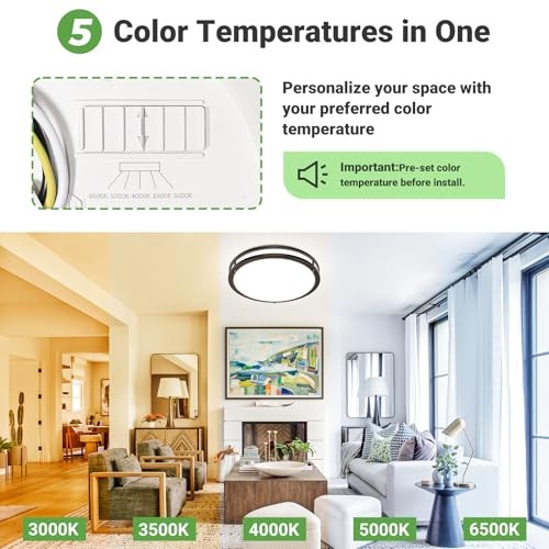 2Pack 10Inch LED Flush Mount Ceiling Lights, Dimmable 3000K 10"-2Pack Black