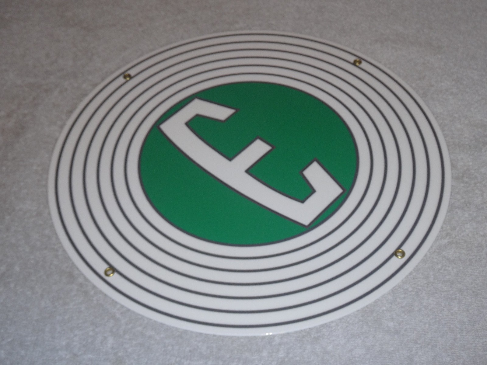 VINTAGE FORD "E" EDSEL 11 3/4" PORCELAIN METAL CAR, TRUCK, GASOLINE & OIL SIGN E