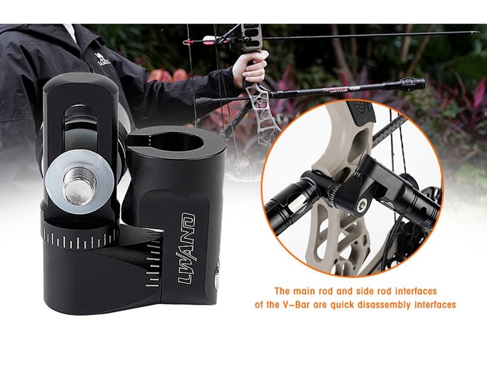 Adjustable V-Bar Mount Quick Disconnect Bow Rod Stabilizer for Archery
