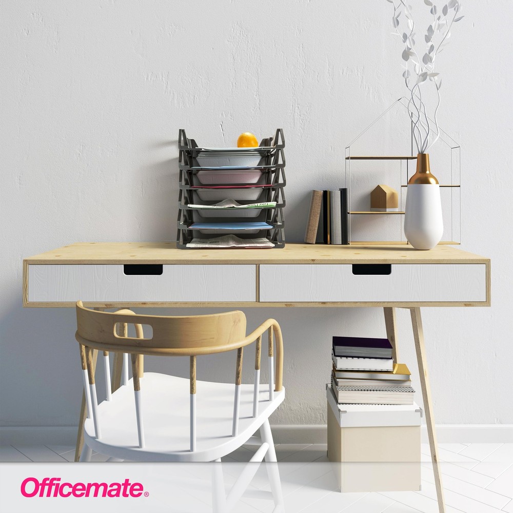26212 6 Pack Recycled Desk Tray Side Load Letter/A4 Stackable Organizer