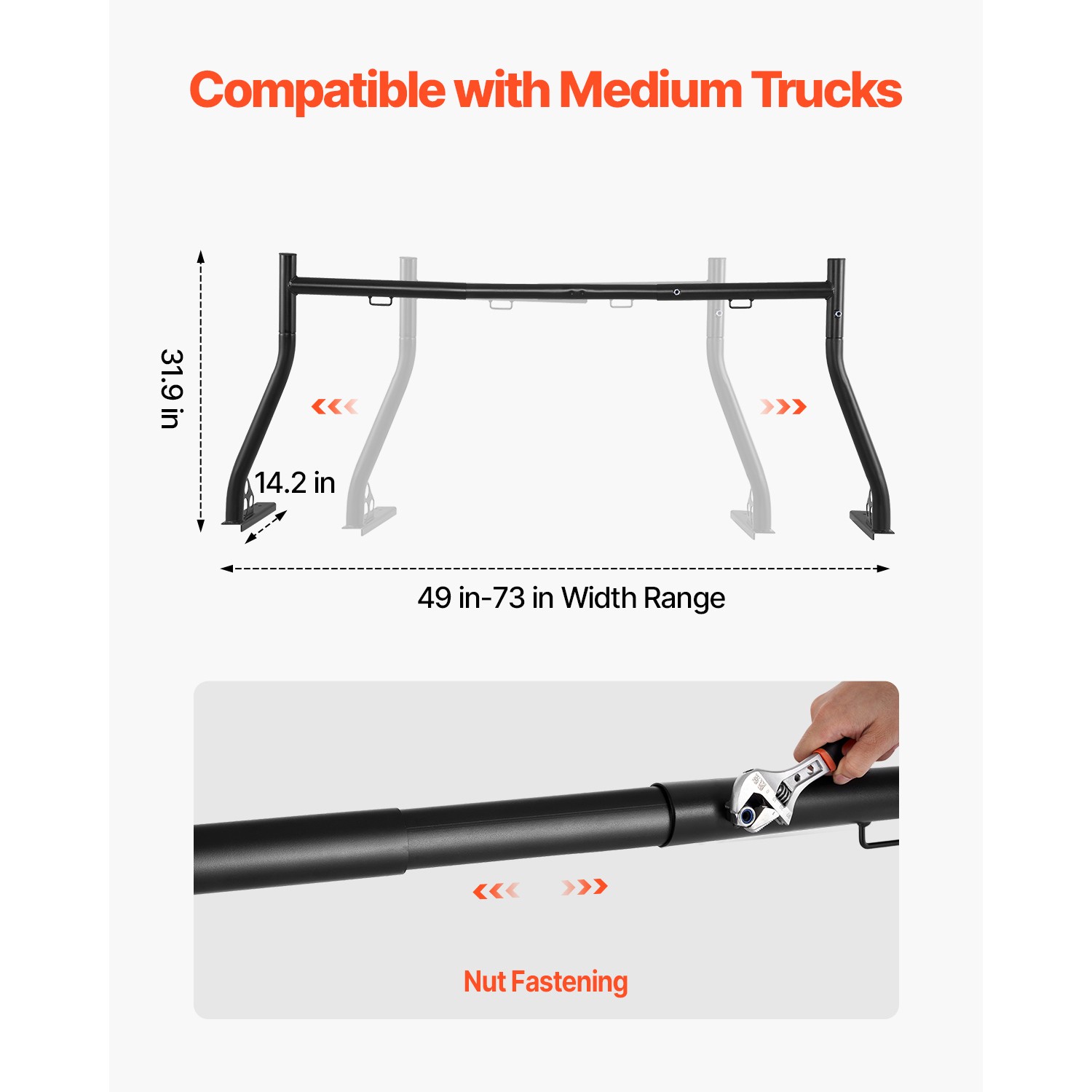 Adjustable Pickup Truck Ladder Rack Universal Rack for Kayak Lumber 800lbs