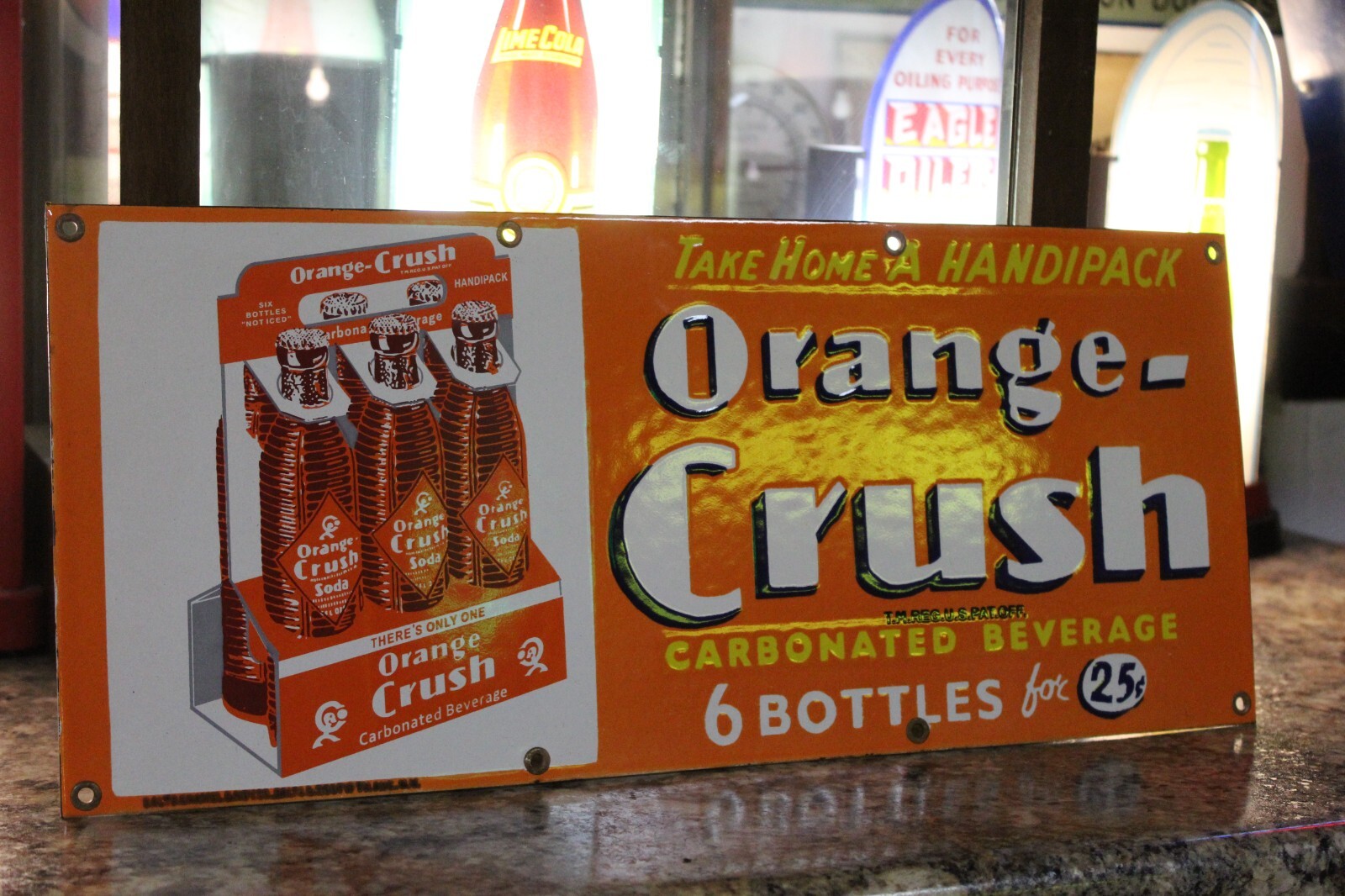 RARE ORANGE CRUSH HANDIPACK SODA POP DEALER PORCELAIN METAL SIGN COKE PEPSI GAS