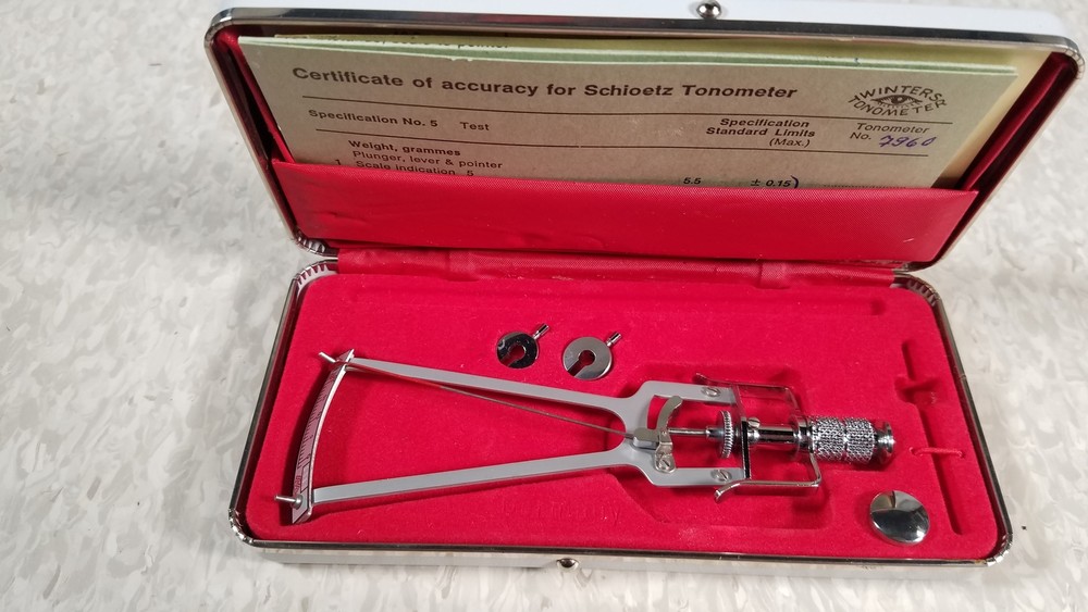 Vintage Winters Schioetz Tonometer Improved Optometry With Case & Papers