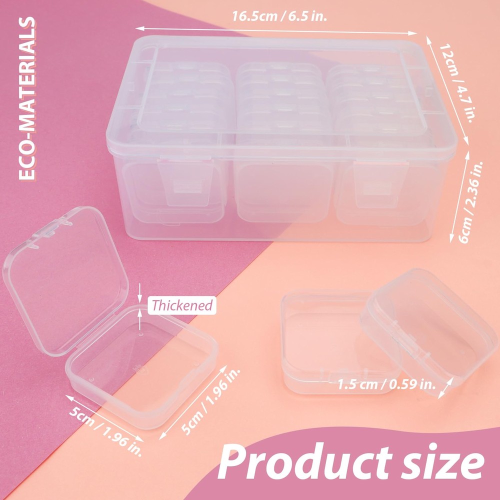Moon Magpie Bead Organizers Box, Plastic Storage Cases Mini Clear