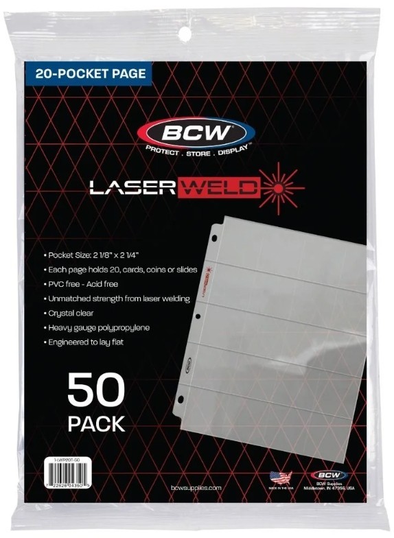 BCW LaserWeld® Single Sided 20-Pocket Page (50 CT. Pack)