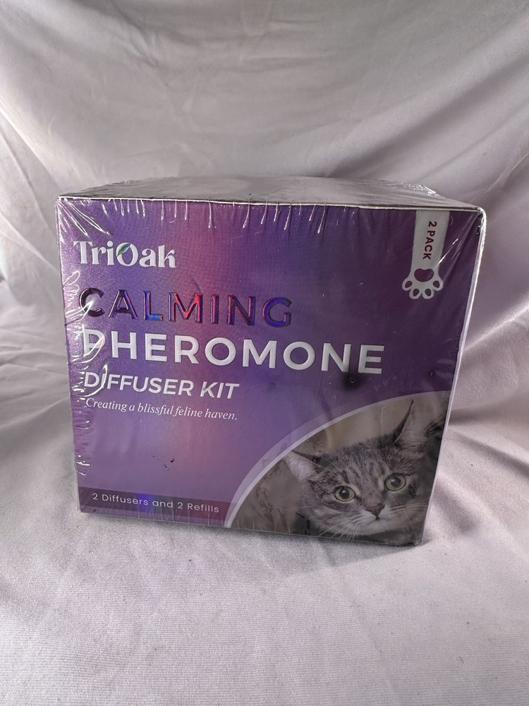 TriOak Cat Calming Diffuser Kit Feline Anxiety Relief Pheromone Kit 2 Diffusers