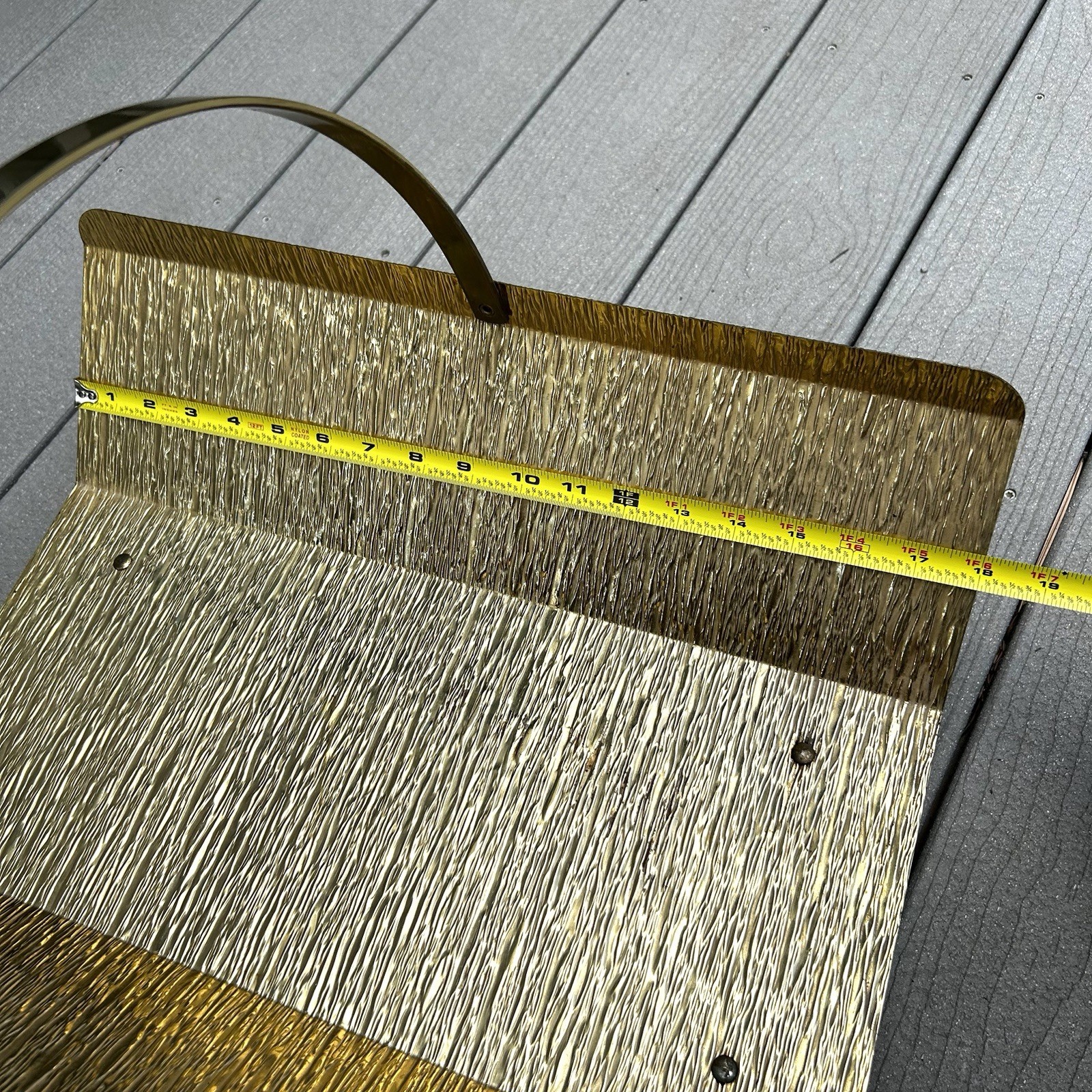 VTG Mid Century Brutalist Metal Brass Log Holder Hearth Fireplace 18x15.5x7