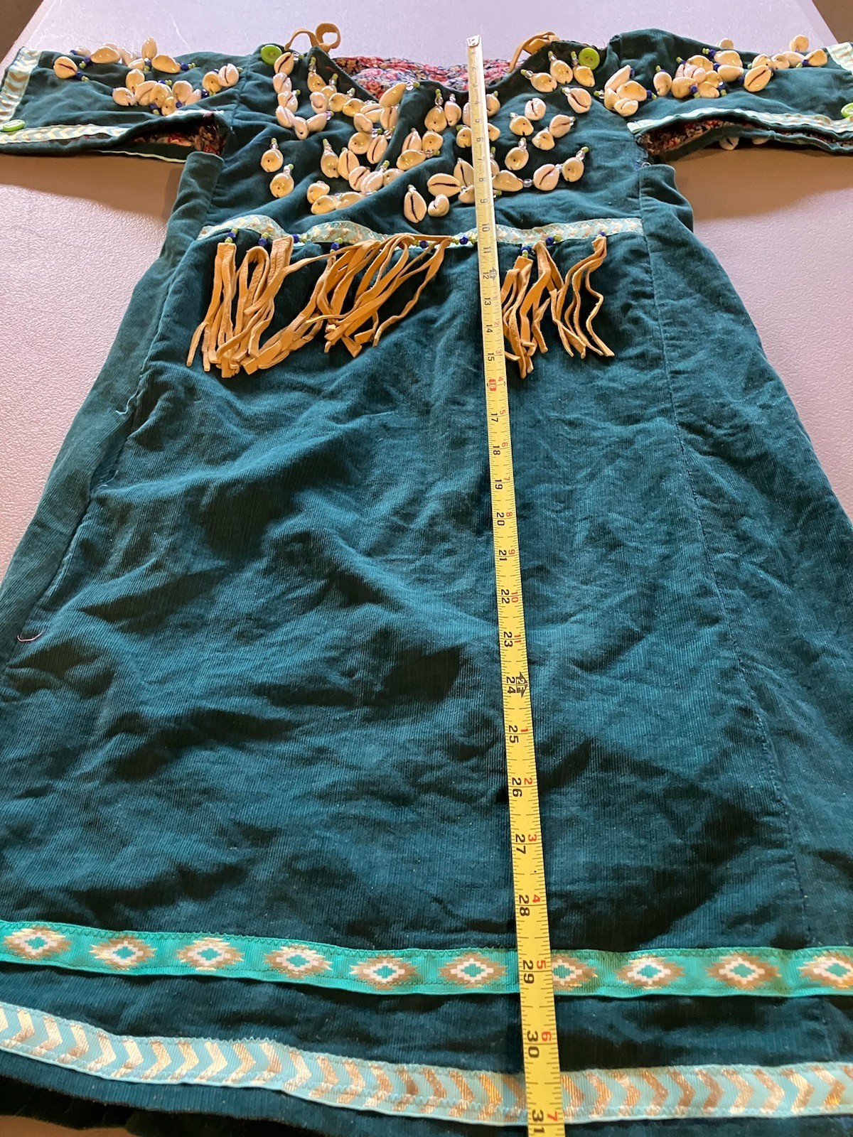 Vintage Native American Indian Plateau Girl Woman Fringe Shell Adornment Dress