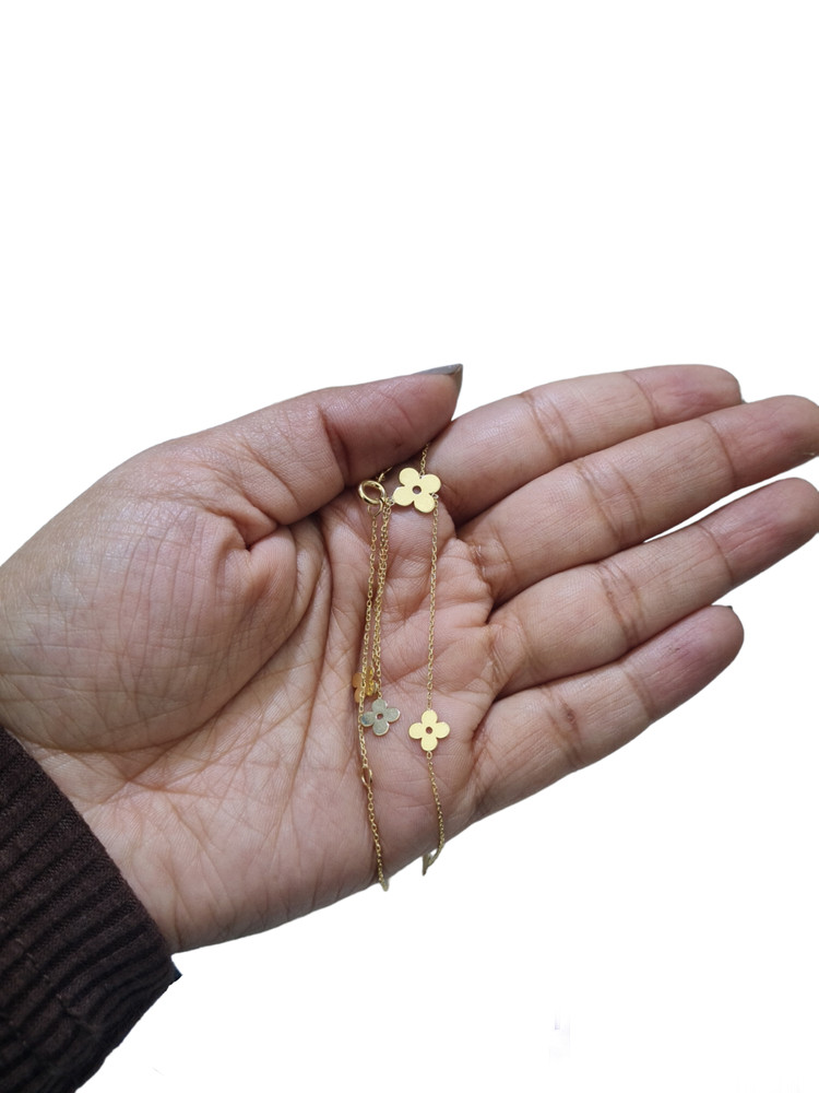 14K Yellow Gold 4 Leaf Clover Necklace