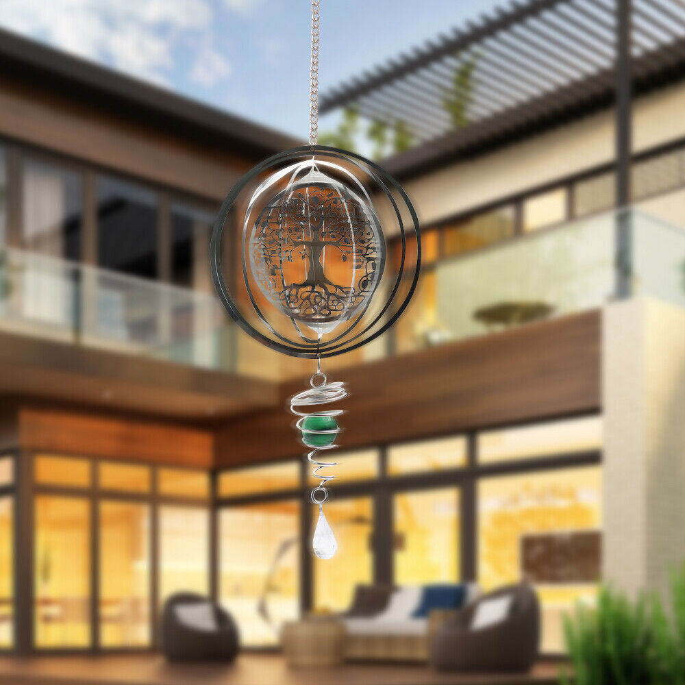 3D collapsible Rotating Wind Tree Hanging Wind Spinner Automatic Rotating Decor