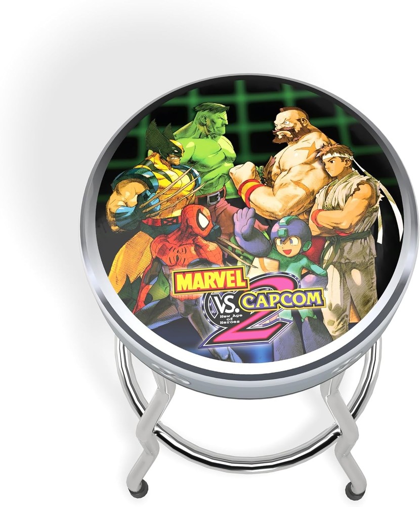 Arcade1Up Marvel VS Capcom 2, Officially Licensed Adjustable Stool with Chrome-P