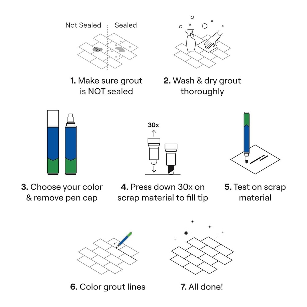 Transform Grubby Grout with Dark Grey Paint Marker - 7mL for Easy Touch-Ups