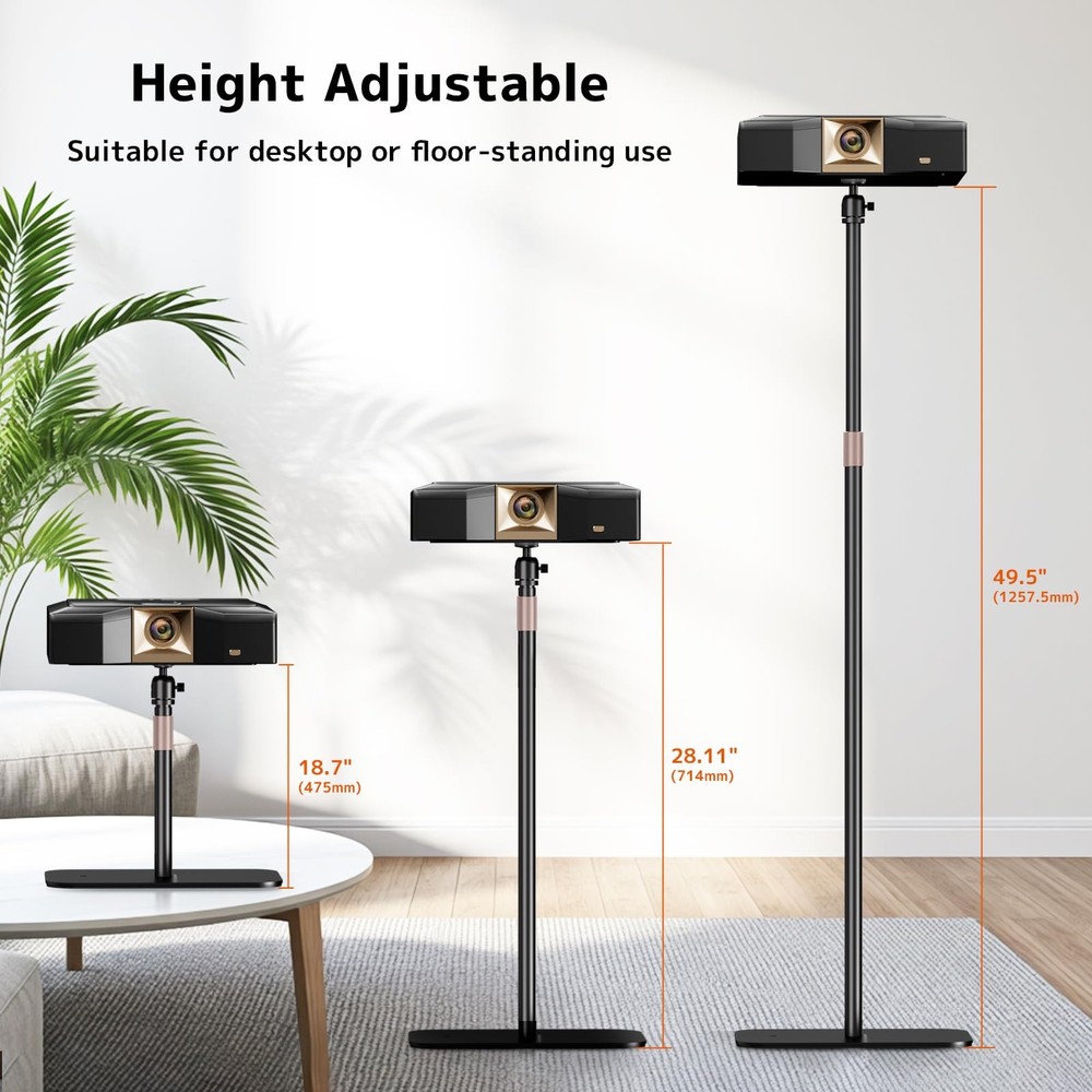 Universal Projector Stand – Height Adjustable & 360° Rotatable Mount with 1/4...