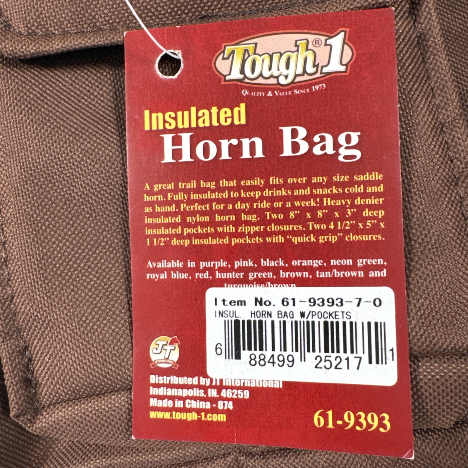 Tough 1 Insulated Saddle Horn Bag Brown Cordura Material Horse Tack Trail New