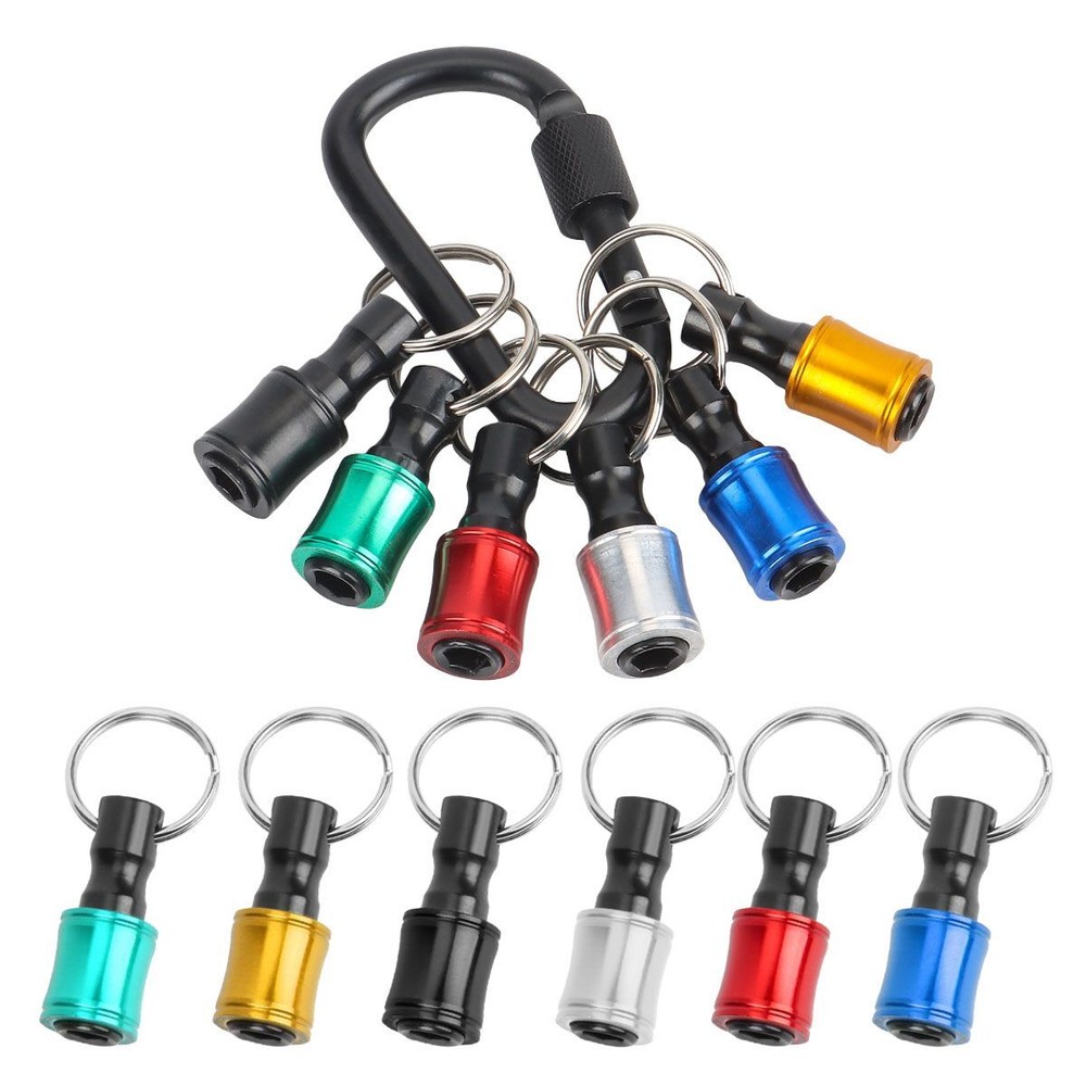 6Pcs Hex Bit Keyring Holder Socket Key Tool Screwdriver 1/4 Impact Driver Gun US