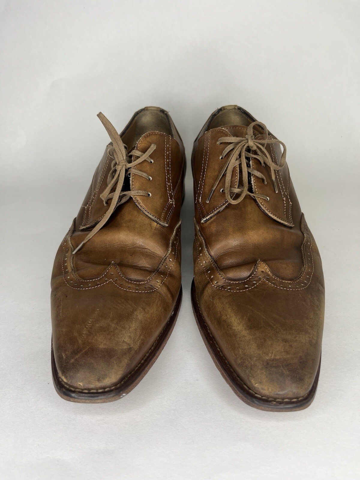 Jose Real Mens Sz 43 (US 10) Brown Leather Oxford Dress Shoes Hand Made In Italy