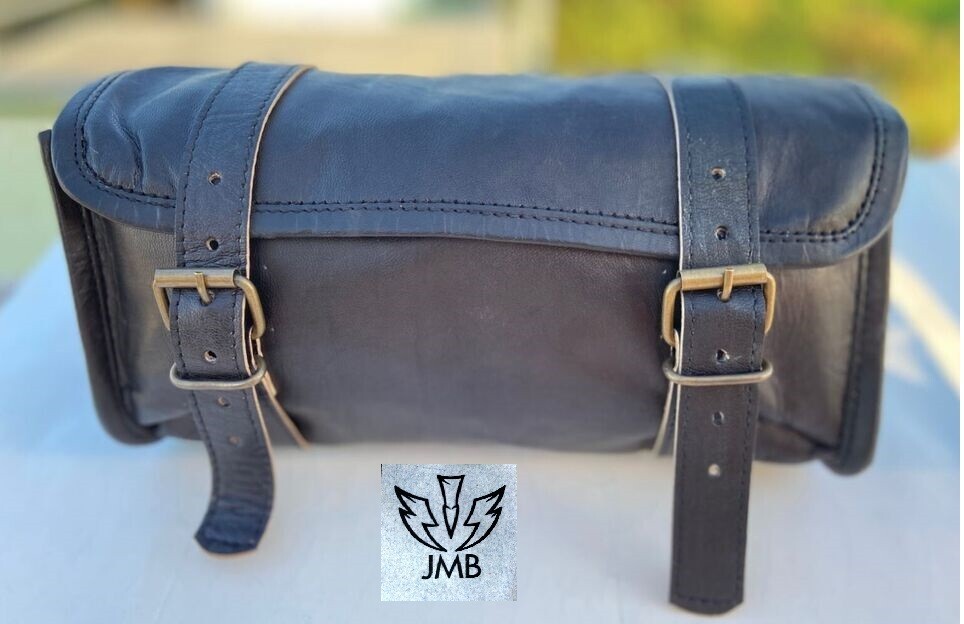 Luggage Handlebar Tool Leather Motorcycle Front Fork Saddle Bag Storage Pouch