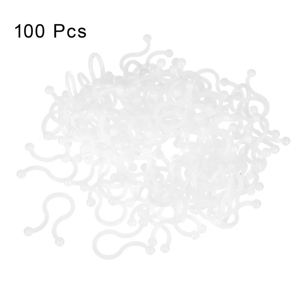 100 Pcs White Plastic U Shape Round Tips Twist Lock Cable Wire Ties 10mm Dia