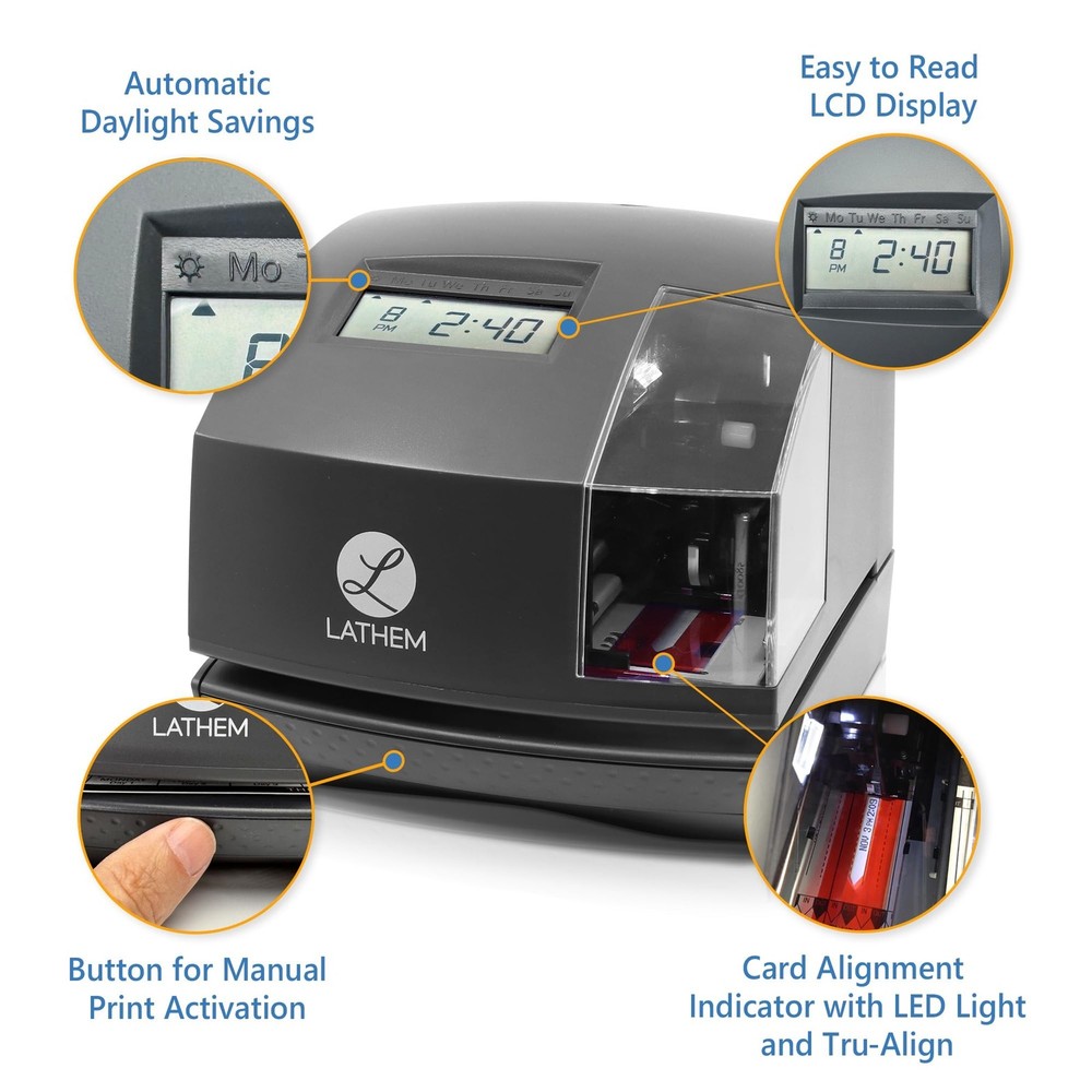 Lathem 1600e Time Clock Punch Machine & Document Stamp, Time Keeping System w...