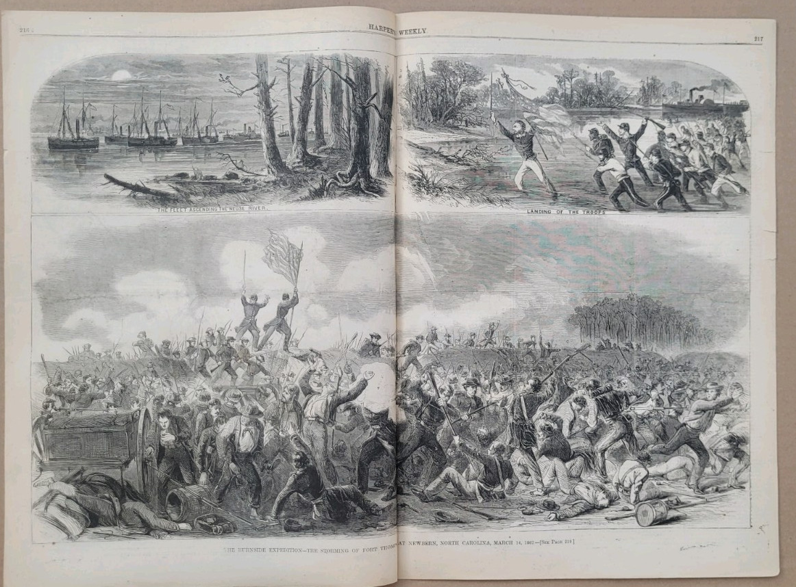 The Burnside Expedition - The Storming of Fort Thompson at Newbern NC 1862 print
