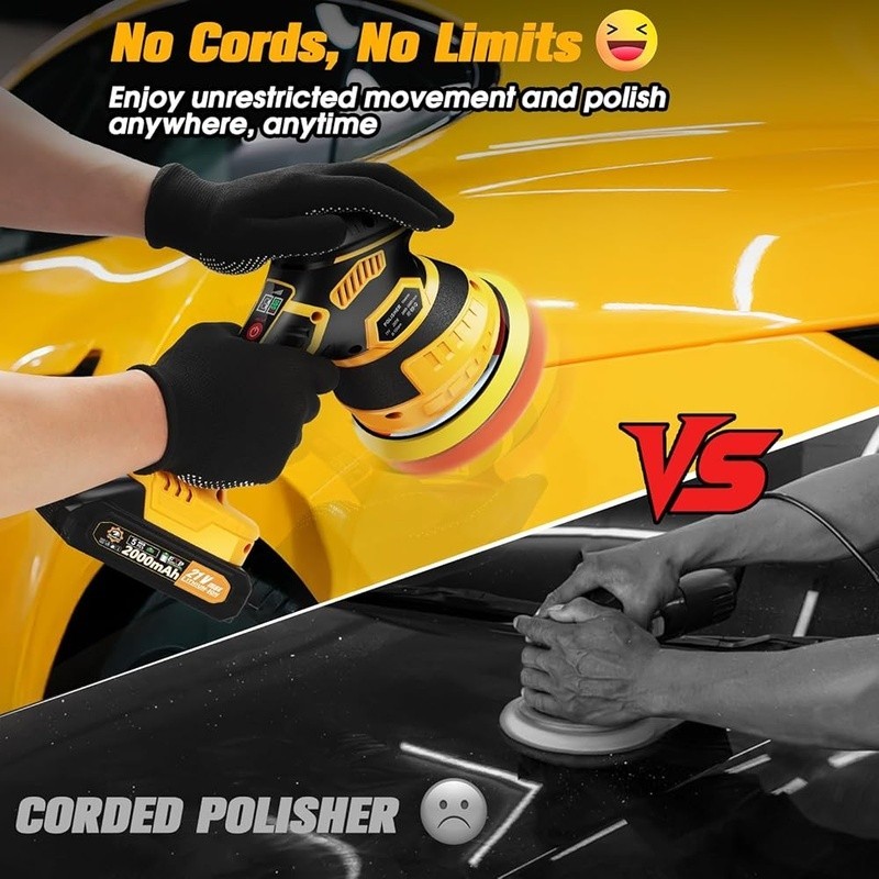 Cordless Buffer Polisher Dual Battery 6 Speed Multi-Surface Detailing Kit New