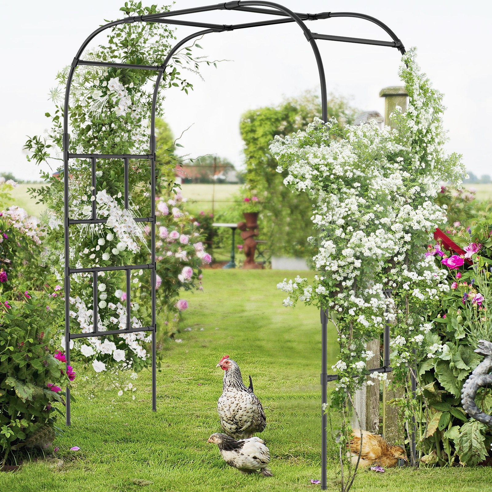 SUNYRISY Metal Garden Arch Trellis for Climbing Plants Garden Arbors and Arches