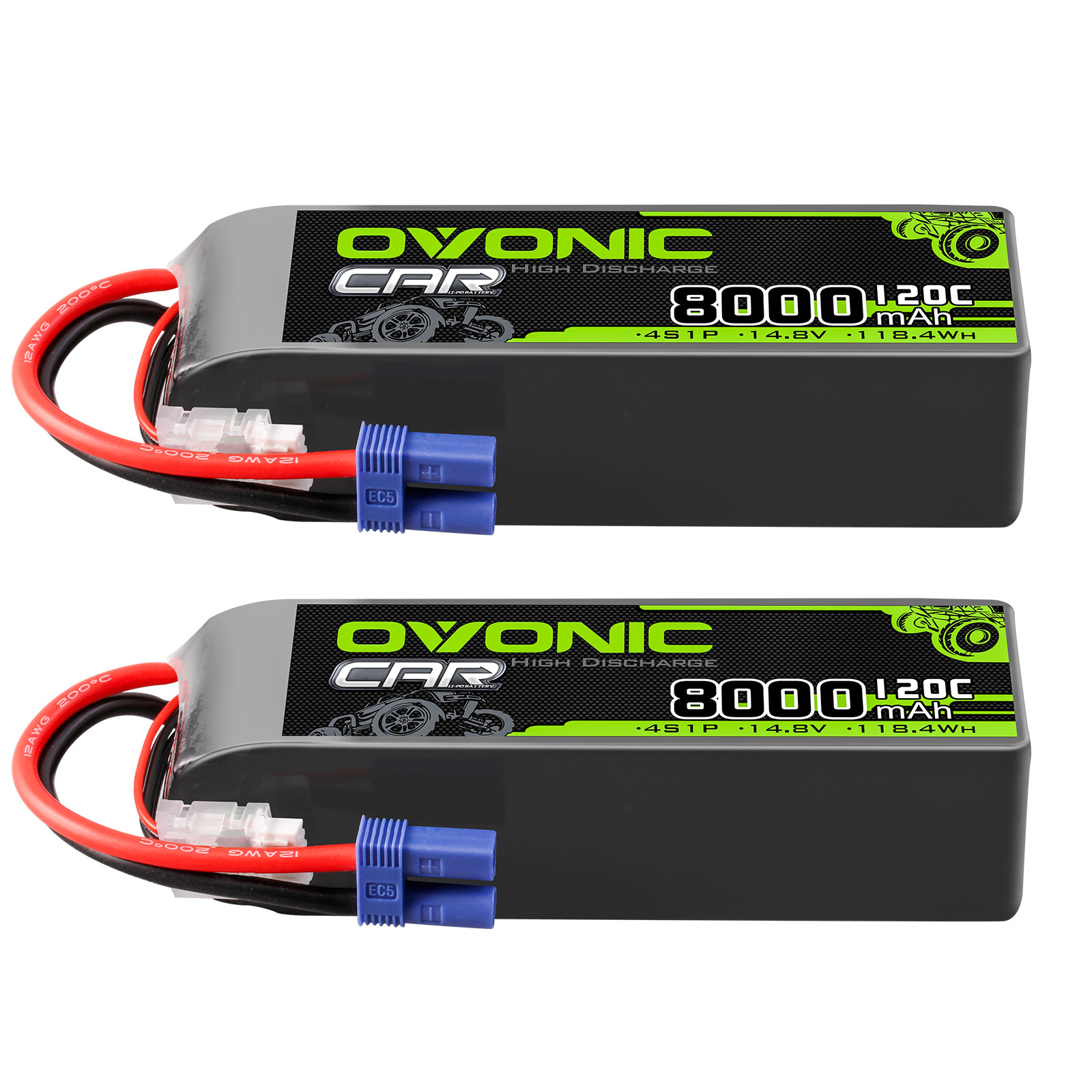 2X  Ovonic 14.8V 120C 8000mAh 4S LiPo Battery EC5 For Arrma Outcast Truck Buggy