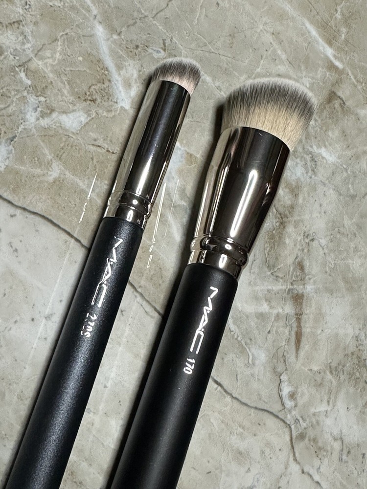 MAC 170 270S Foundation Concealer Brush Set Synthetic Rounded Slant Blending