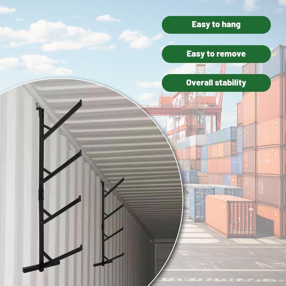 4 Pack Shipping Container Pipe Rack, Wall-mount Cargo Shelf Heavy Duty 400LBS