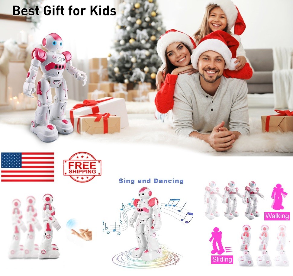 RC Robot Toys, Gesture & Sensing Programmable Remote Control Smart Robot Pink US