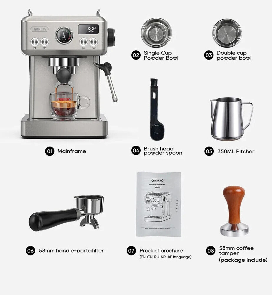 HiBREW H10A Semi Automatic Espresso Machine with 20 Bar Adjustable Temperature
