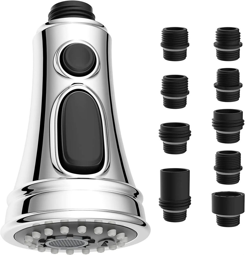 Kitchen Faucet Head Replacement 3 Function Faucet Sprayer Nozzle With 9 Adapters