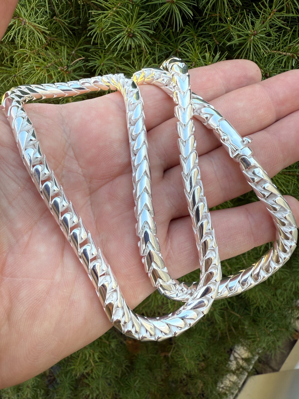 Real 925 Silver Round Franco Chain Or Bracelet 5-7mm Handmade W. Box Clasp