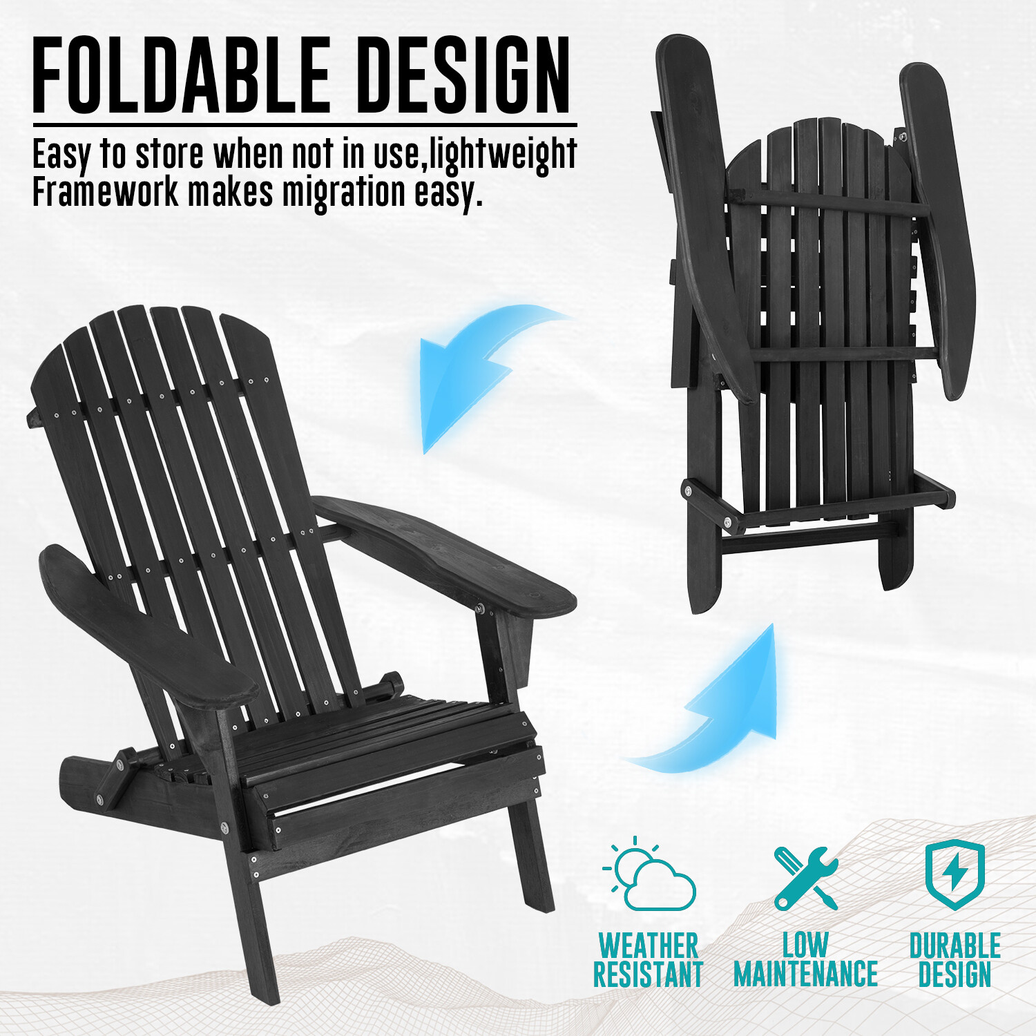 Adirondack Chair All Weather Fire Pit Lounge Chair Easy Assemble Folding Chair