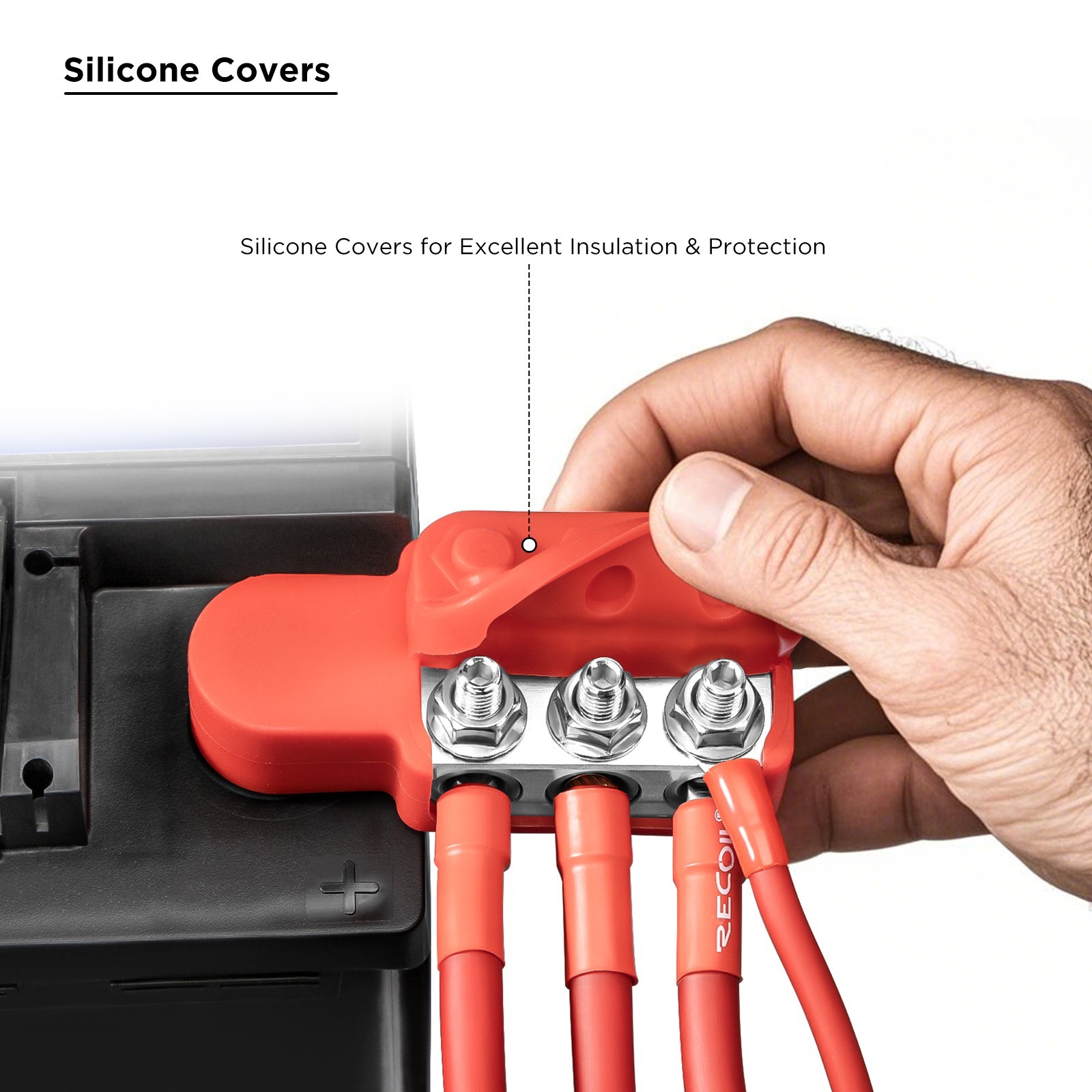 ABT12 12-Way Positive Negative Battery Terminals for SAE/DIN/EN Top Posts, Pair