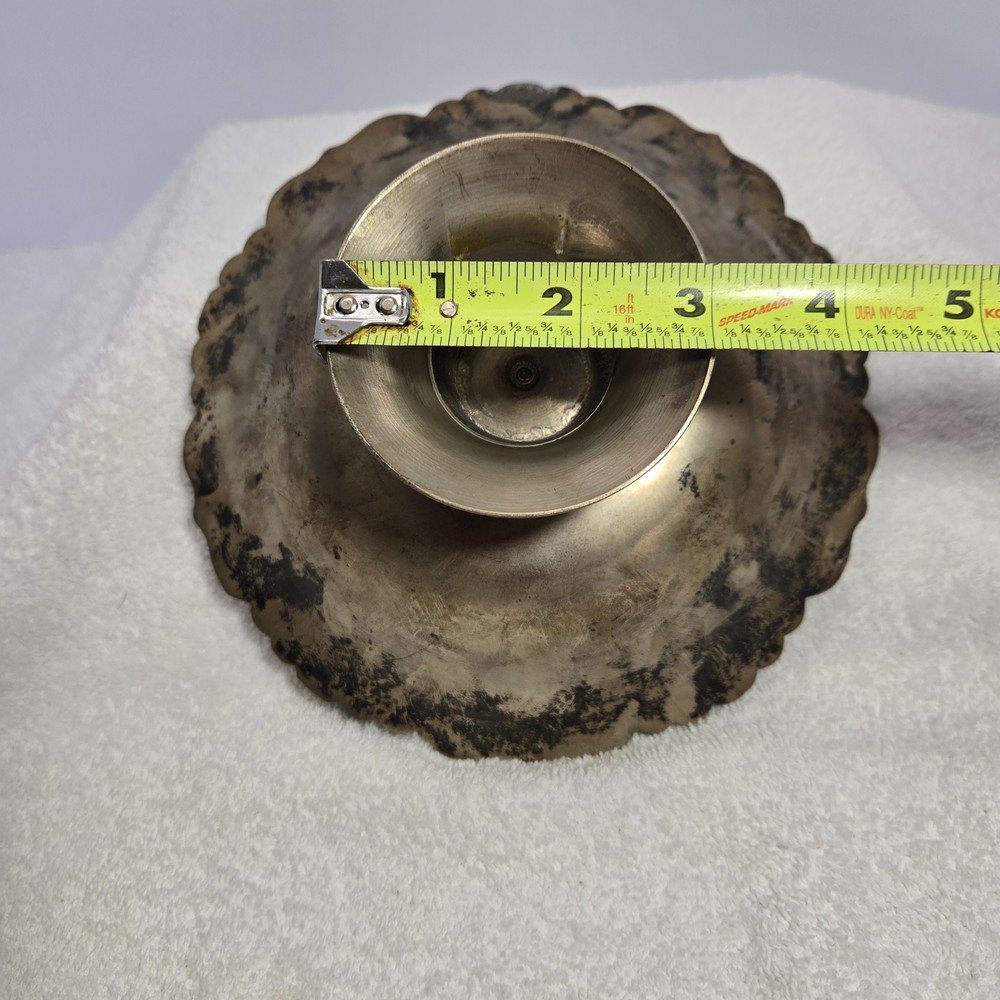 Ornate Solid Floral Footed Dish Bowl 8” Offering Plate Candy Dish Made In India