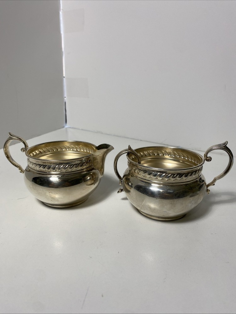 Gorham Electroplated, Creamer And Open Two Handle Sugar Bowl Set Broken Handle