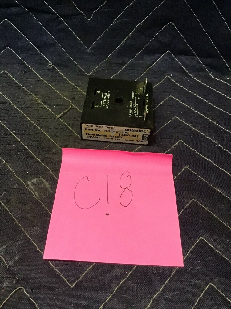 Entrelec KSD12130S Solid State Timer Black 1 Amp 24VAC TD 30Sec - Used