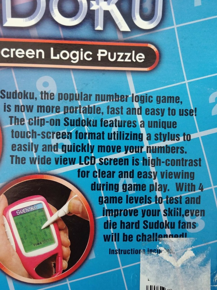 SudokuHand Held Logic Puzzle Electronic Video Game Touch Screen BASIC FUN #1375