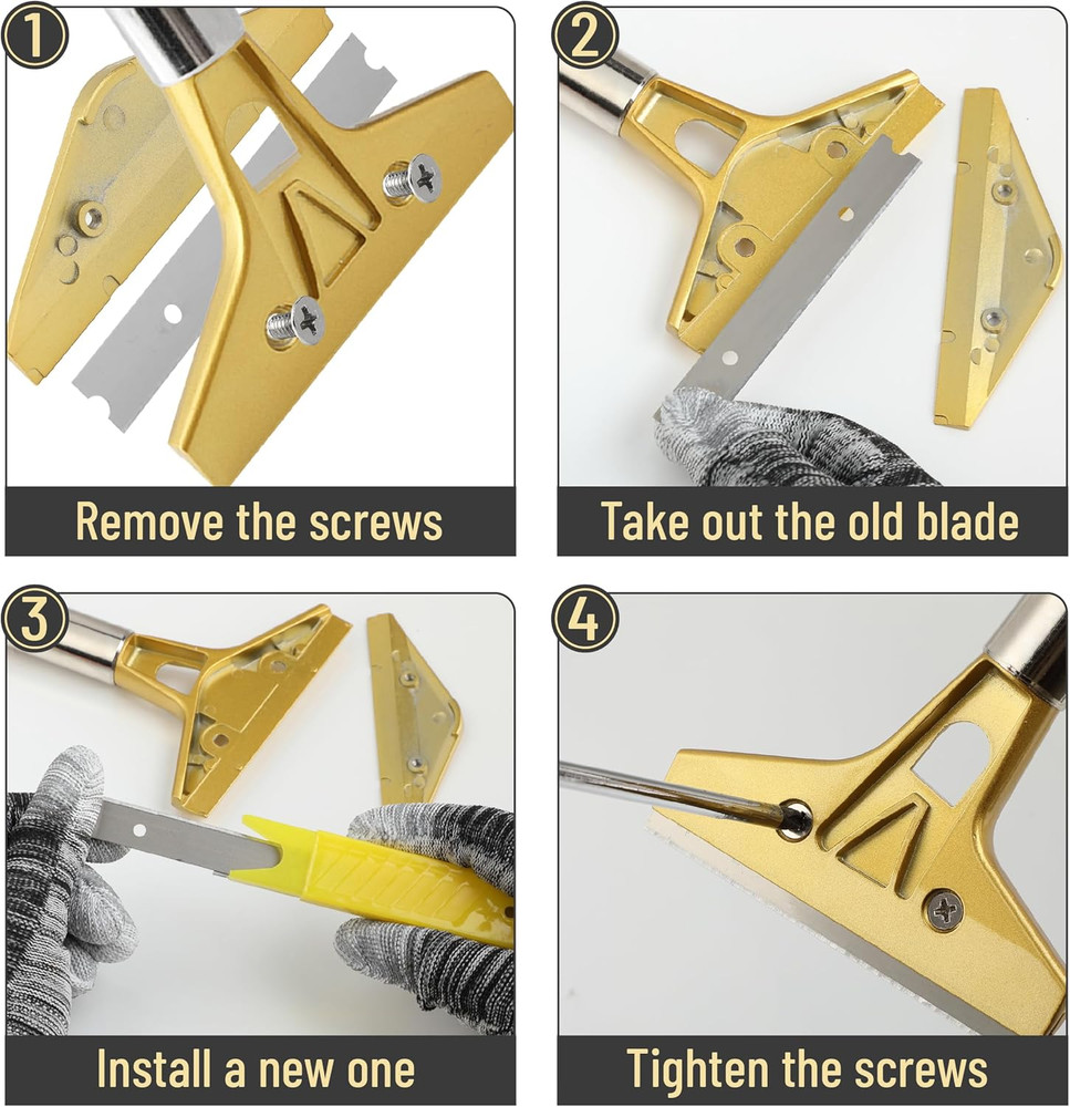 Bates- Razor Blade Scraper Tool, 4 Inch, Floor Razor Scraper Tool with 20 Ext...