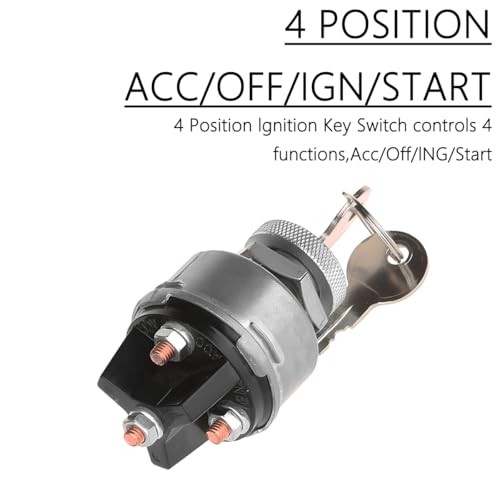 Car Ignition Switch with Key, 12V Vehicle Key Ignition Switch, 4 Position Acc