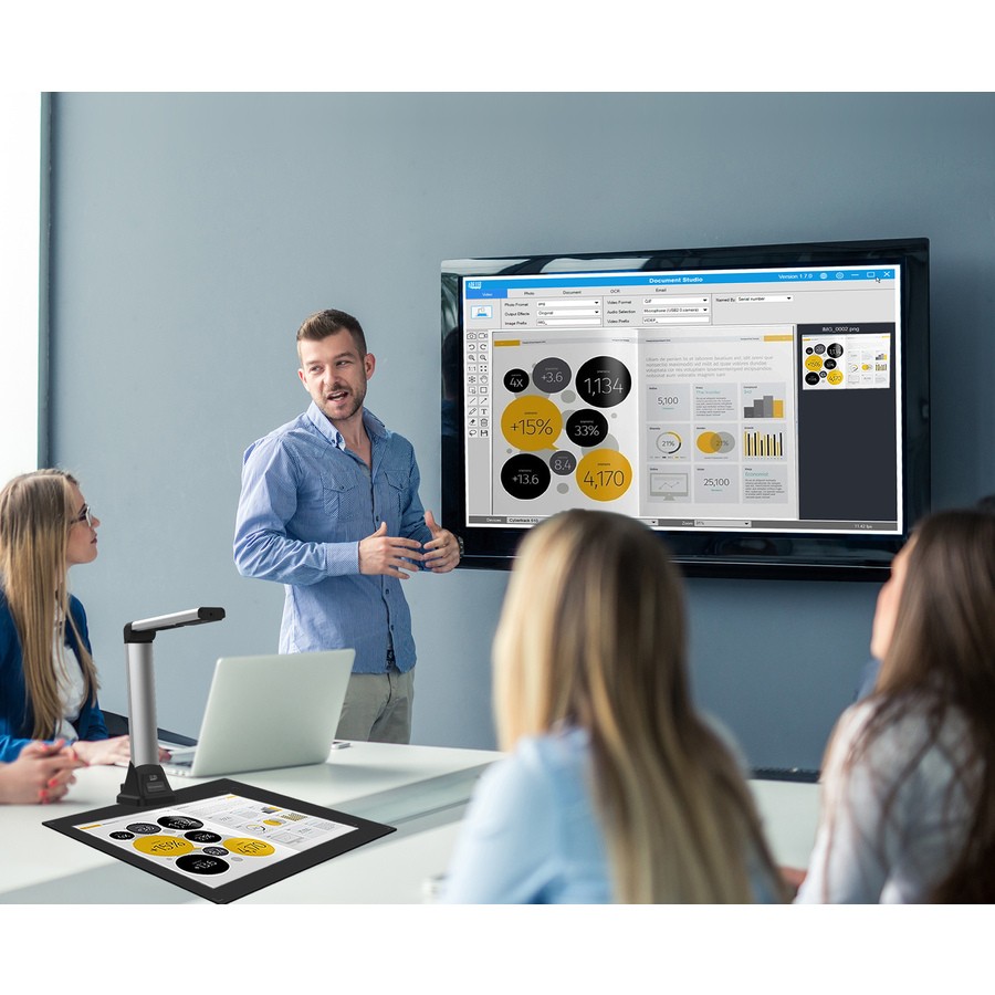 Adesso 5 Megapixel Fixed-Focus A4 Document Camera Scanner with OCR Text Recognit