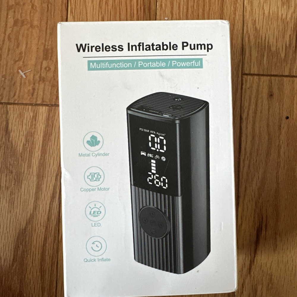 Wireless Inflatable Pump Multifunction Portable Powerful Black 180 PSI Device