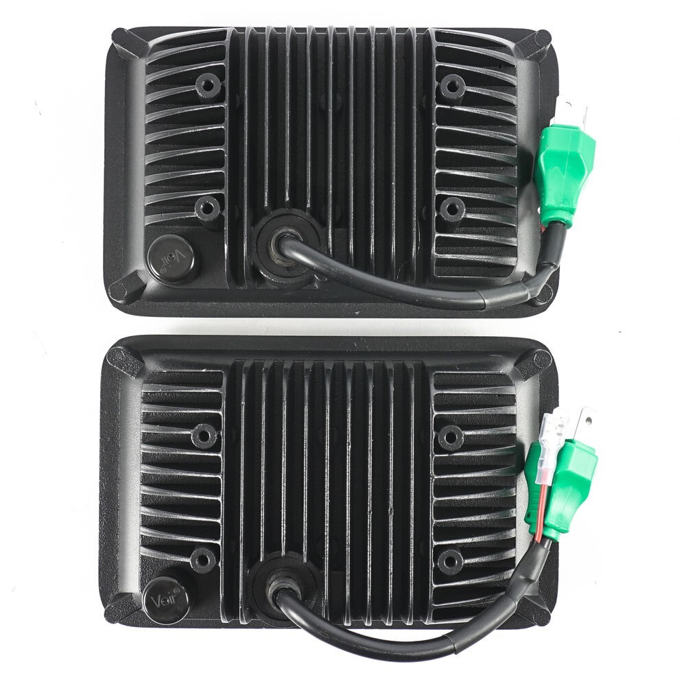 Heise HE-4X6B1 4x6" Rectangular Headlight Black Front Face