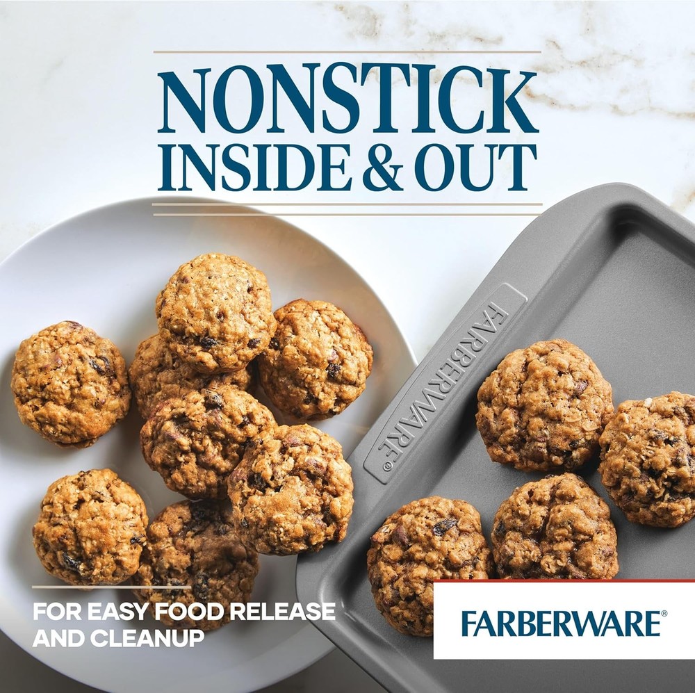 Nonstick Bakeware 3-Piece Cookie Pan Set Gray