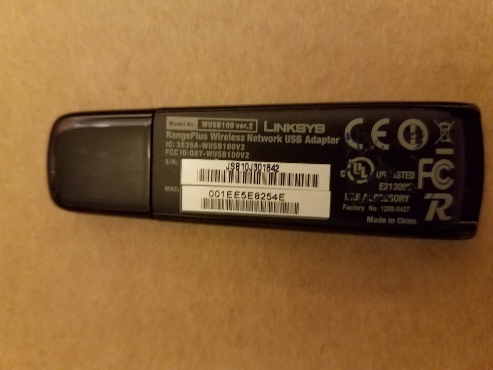 Linksys WUSB100 ver 2 RangePlus Wireless Network USB Adapter
