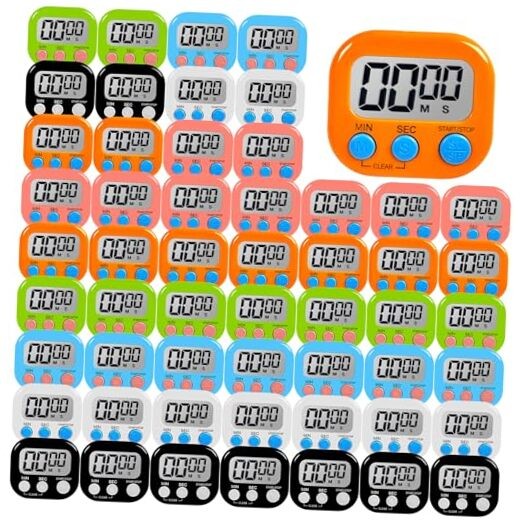 54 Pcs Kitchen Timer Bulk with Small Magnetic Backing Stand  Digital Timers
