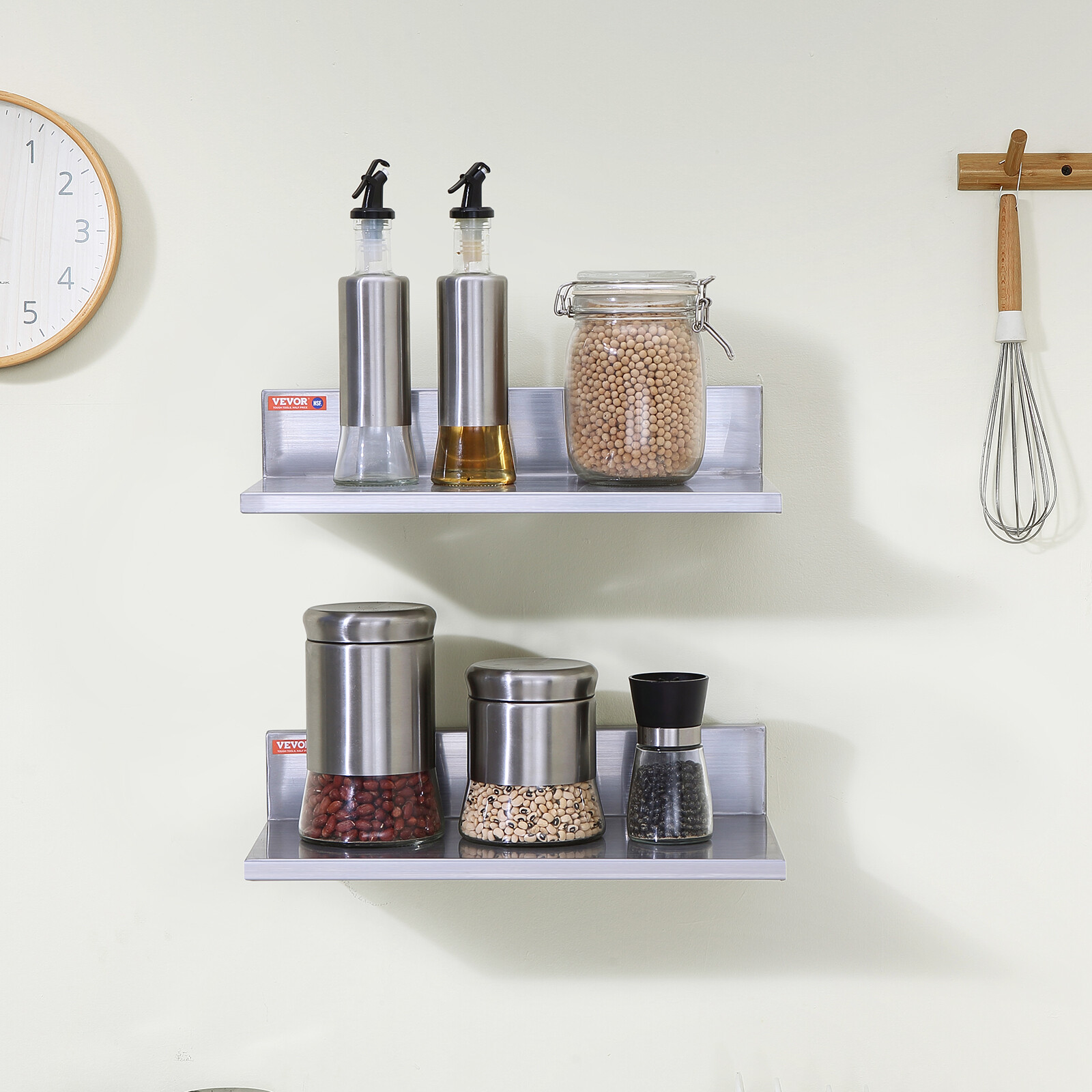 2pcs 16" x 8.6" Stainless Steel Wall Mounted Shelf Kitchen Restaurant Shelving