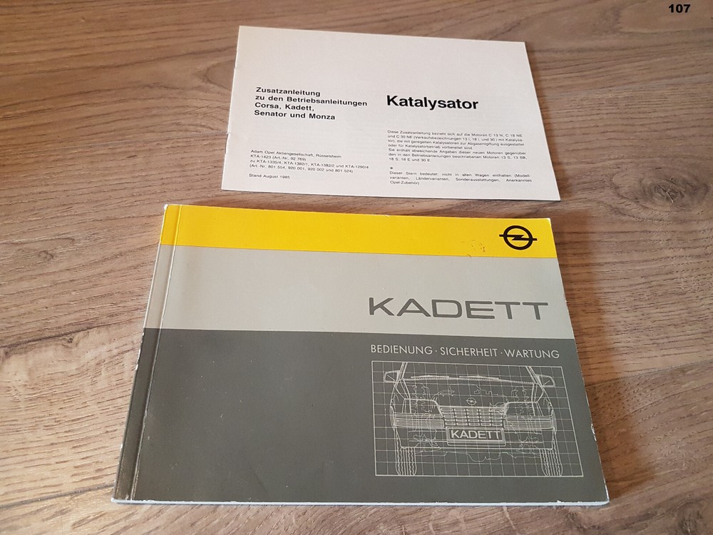 NEW Opel Kadett E operating instructions 1985 operating instructions manual logbook